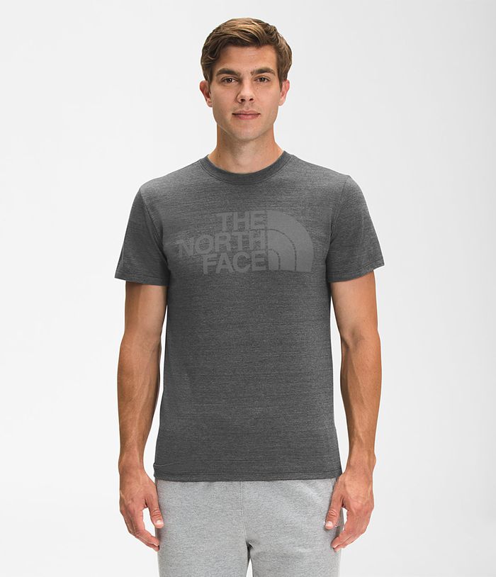 The North Face Short Sleeve Half Dome Tri-Blend Mens T-Shirts Dark Grey 431509-NKU